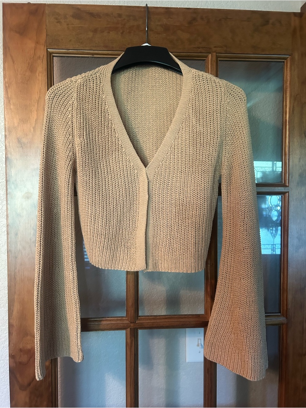 Altar'd State Cropped Knit Cardigan in yellow